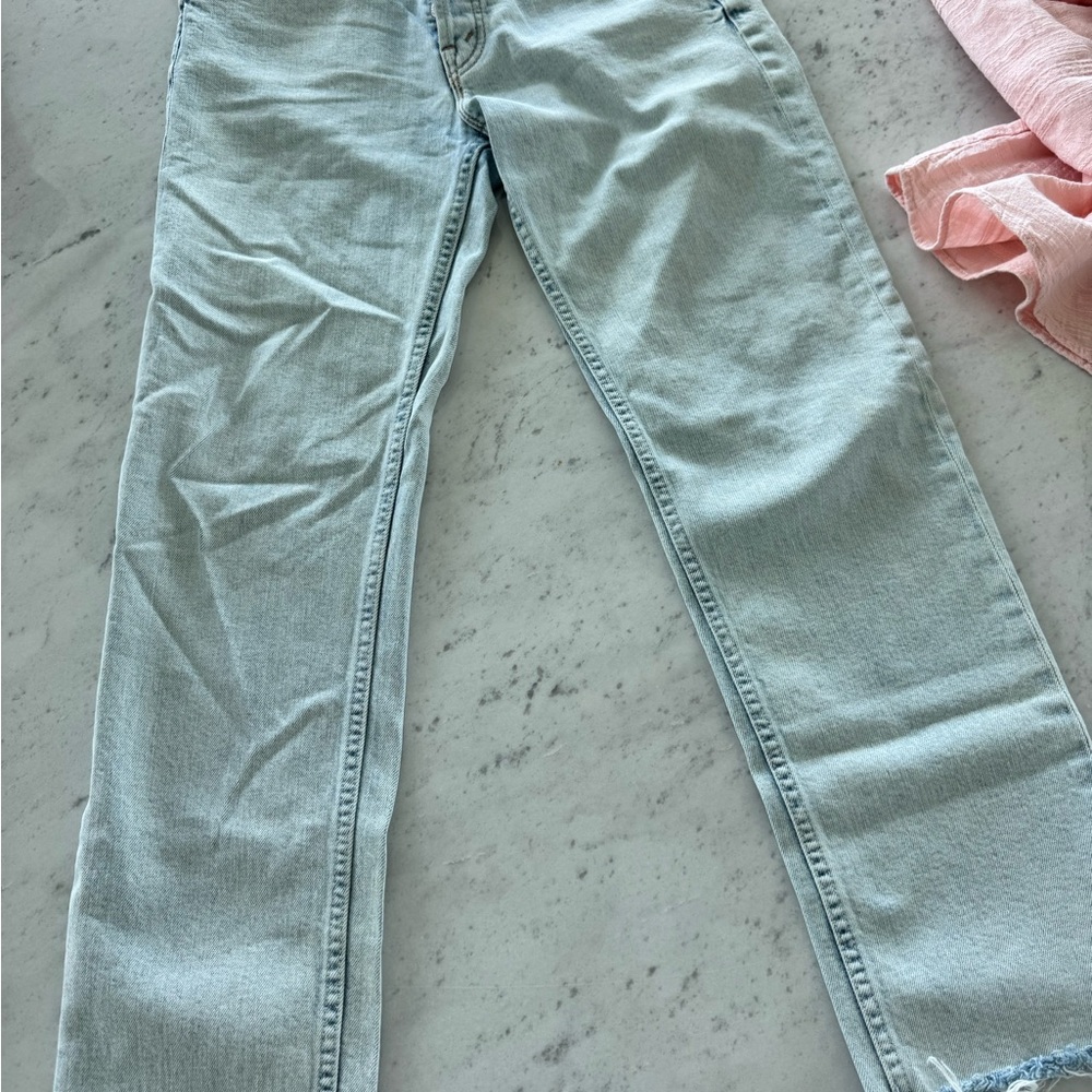 MOTHER Light Wash Straight Leg Jeans